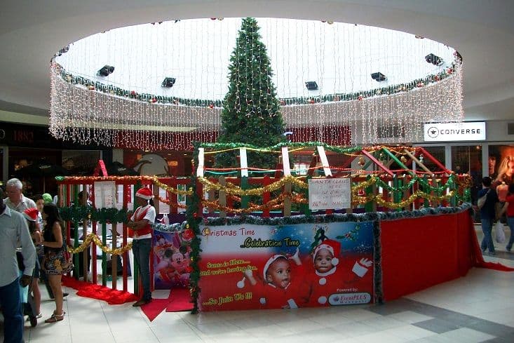 A Father Christmas booth decorated for the season in a Lagos mall